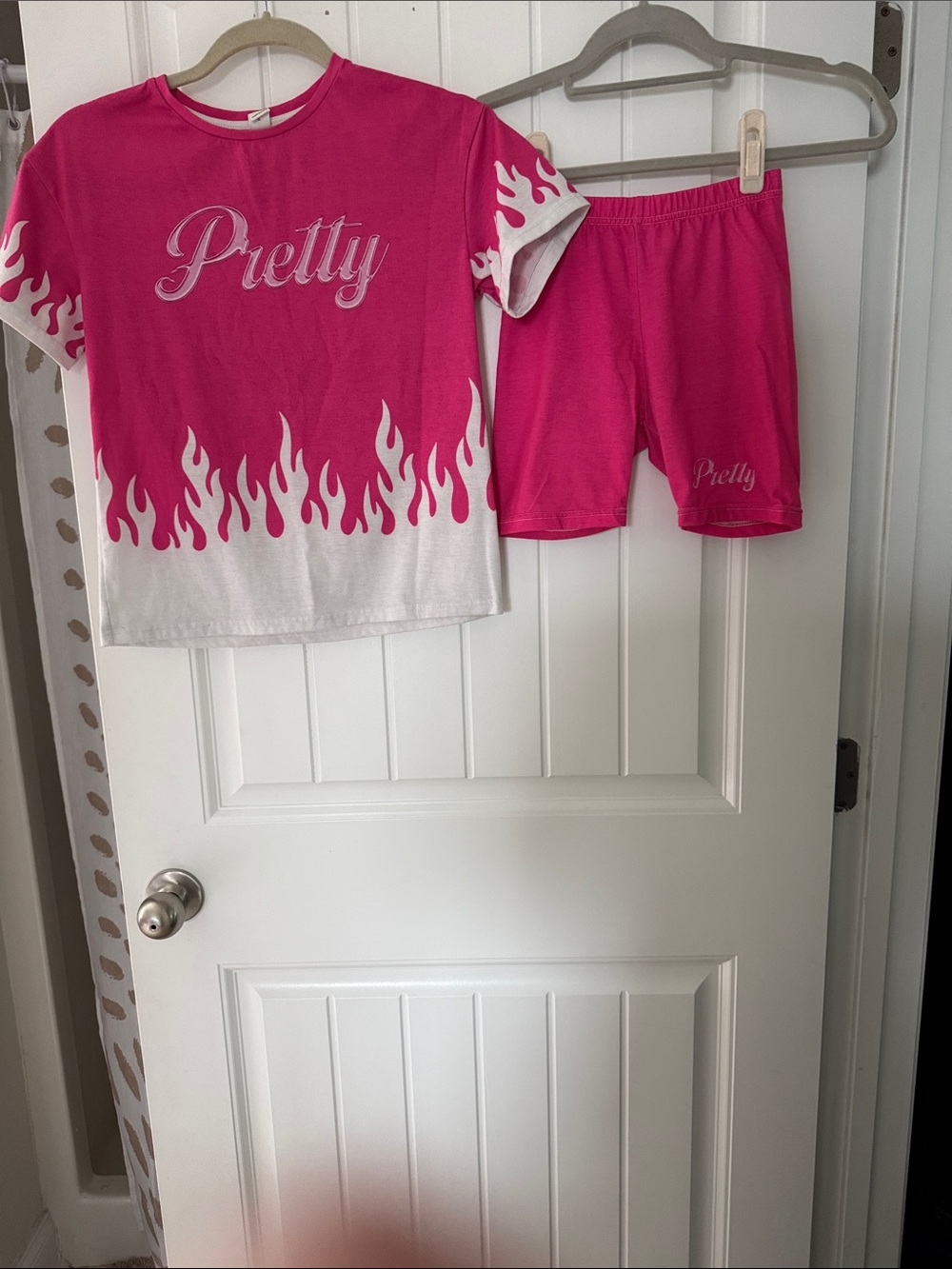 SHEIN Hot Pink Kids Tee and shorts